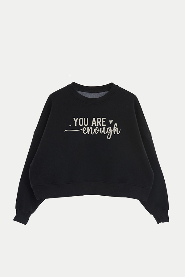 BUZO CROP FRISA ESTAMPADO MINIMAL LOVE ENOUGH 2