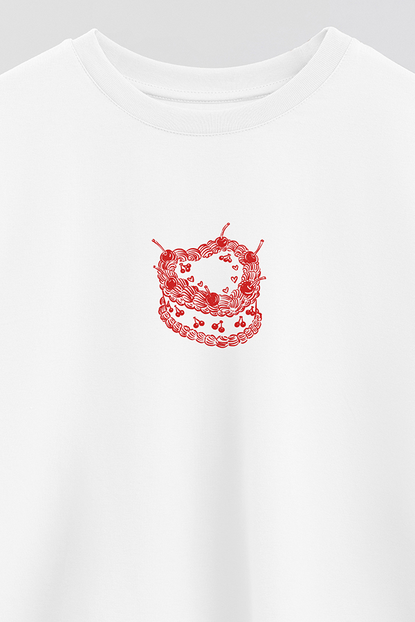 REMERA CROP ESTAMPADA VALENTINE CAKE