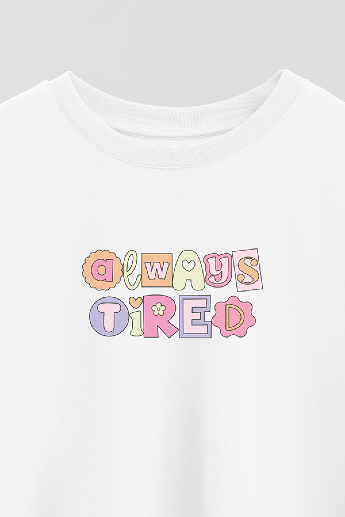 REMERA CROP ESTAMPADA CV4 ALWAYS TIRED