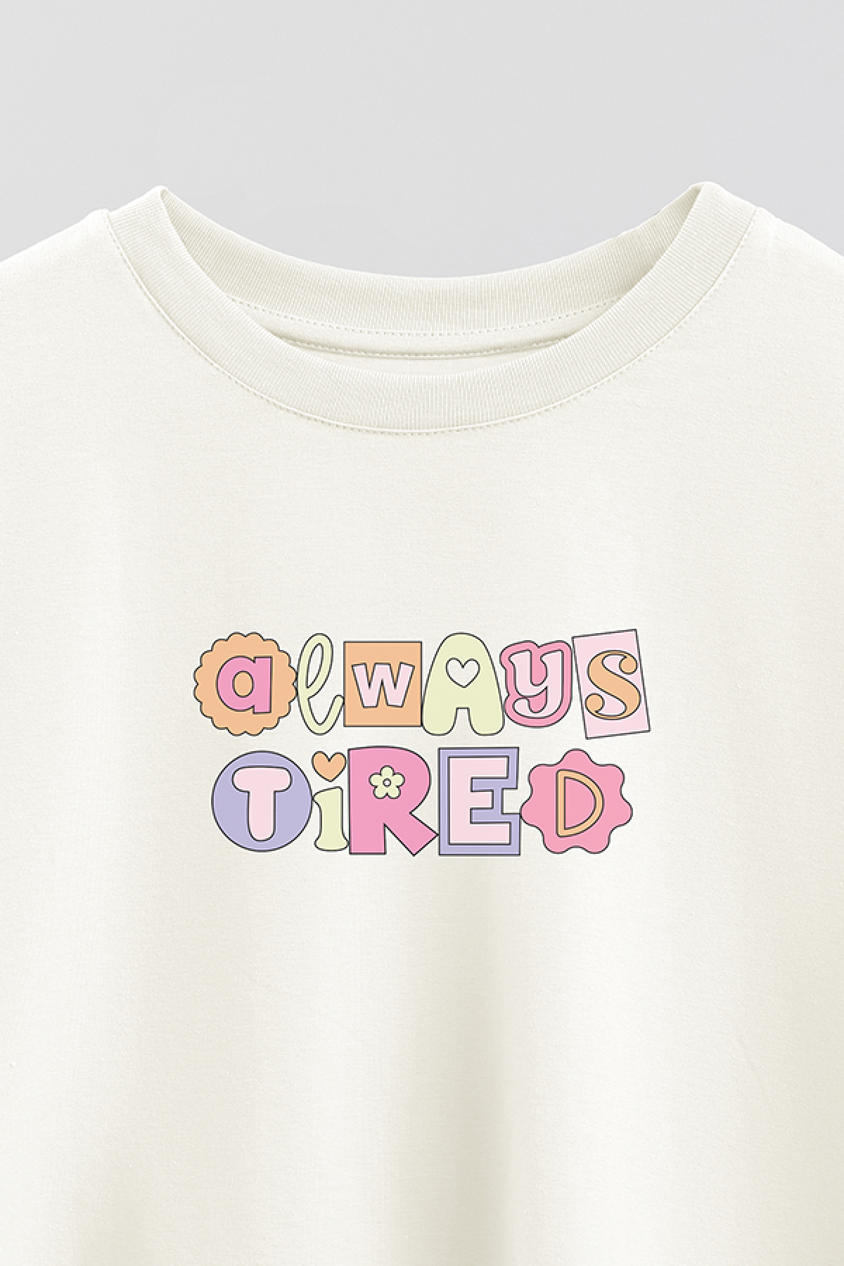 REMERA CROP ESTAMPADA CV4 ALWAYS TIRED