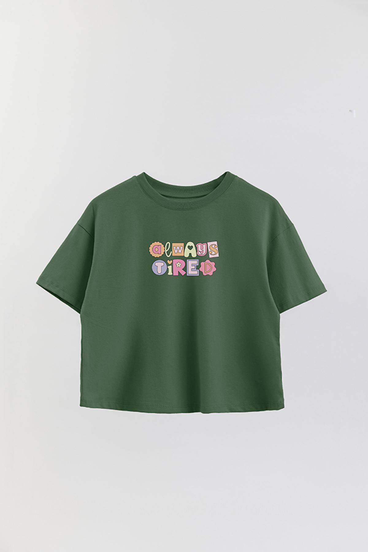 REMERA CROP ESTAMPADA CV4 ALWAYS TIRED