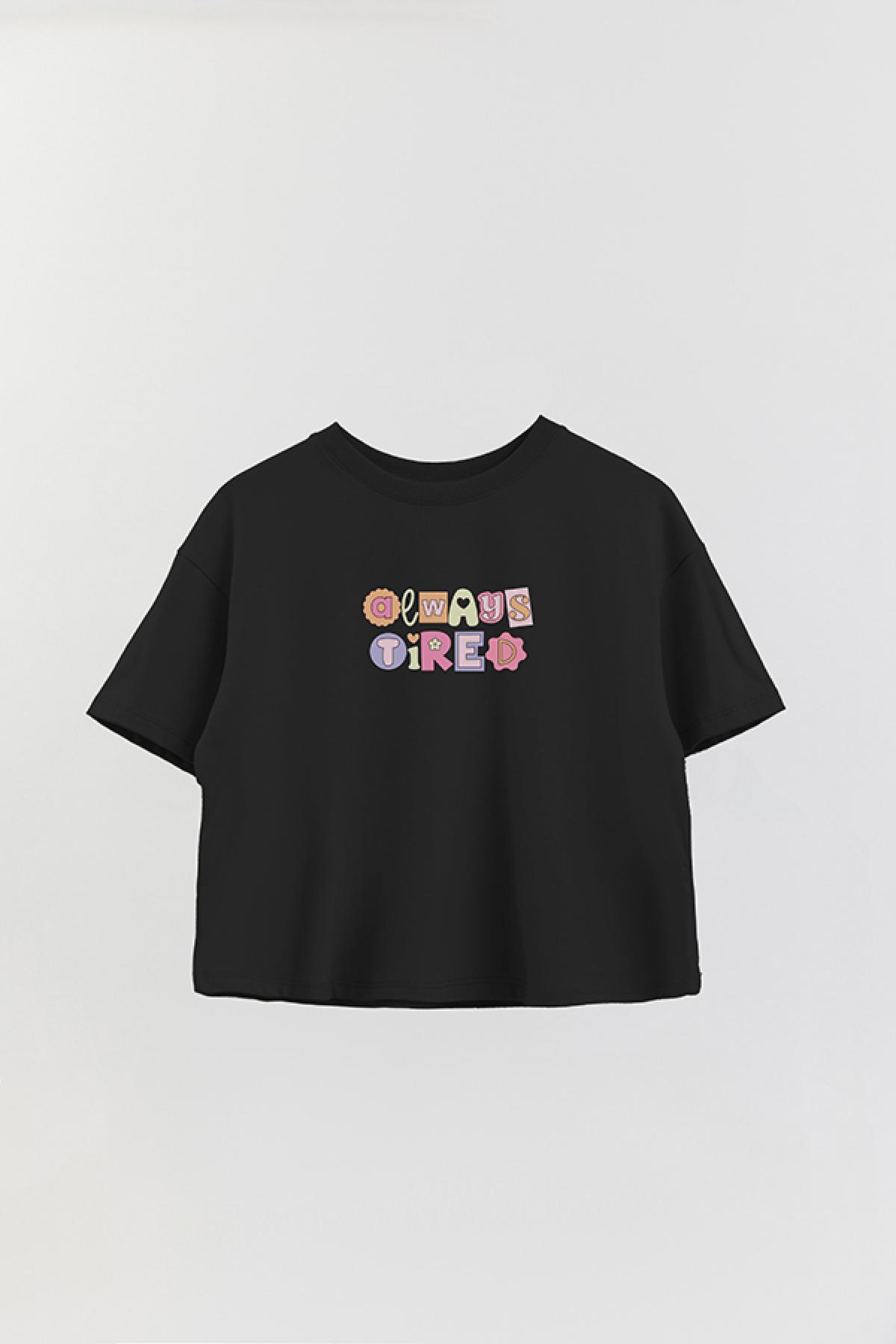 REMERA CROP ESTAMPADA CV4 ALWAYS TIRED