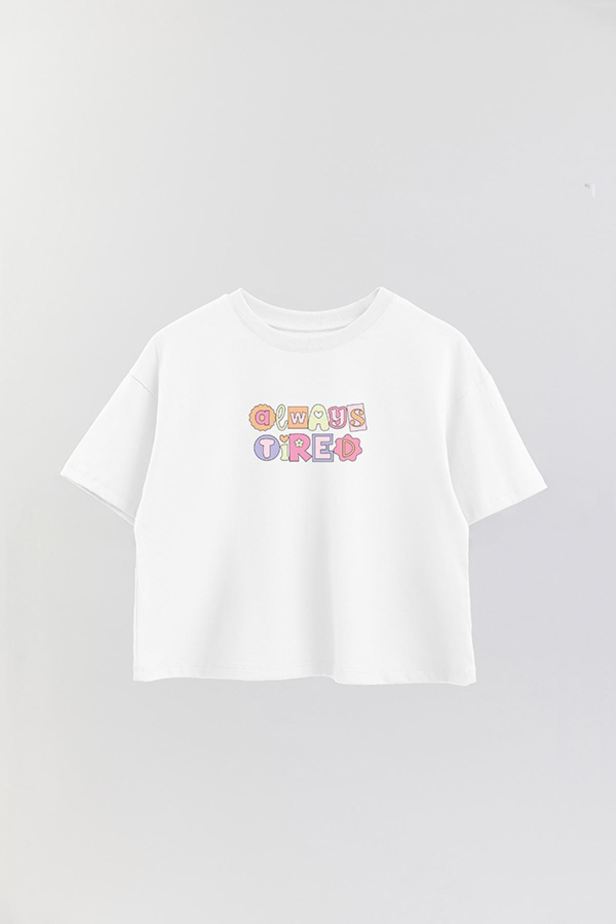 REMERA CROP ESTAMPADA CV4 ALWAYS TIRED