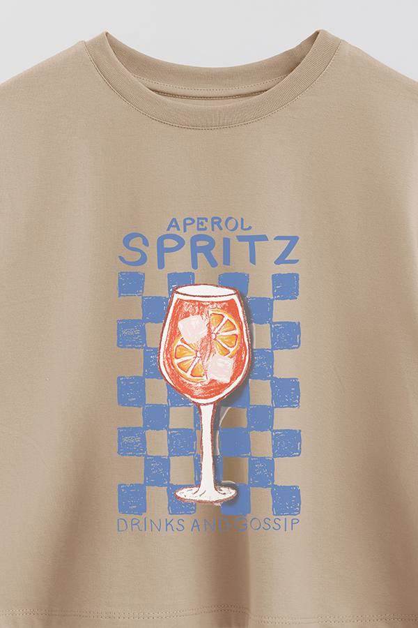 REMERA CROP ESTAMPADA APEROL