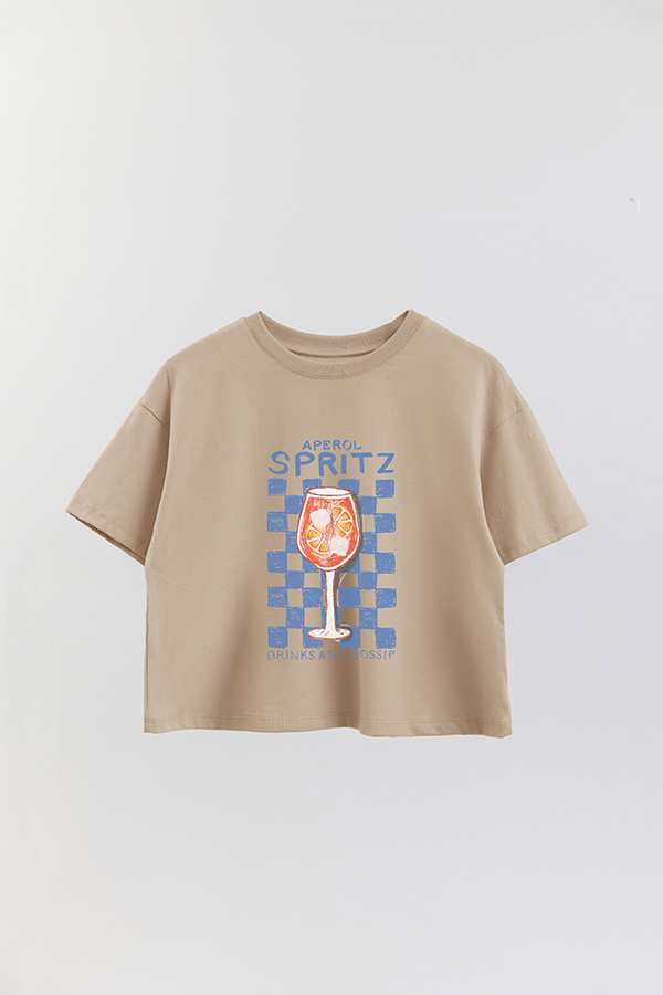 REMERA CROP ESTAMPADA APEROL