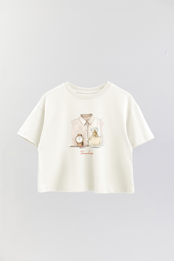 REMERA CROP ESTAMPADA COASTAL TIMELESS