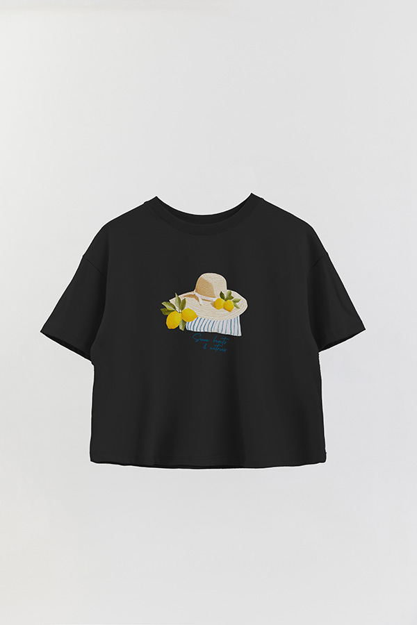 REMERA CROP ESTAMPADA COASTAL SUN HATS CITRUS