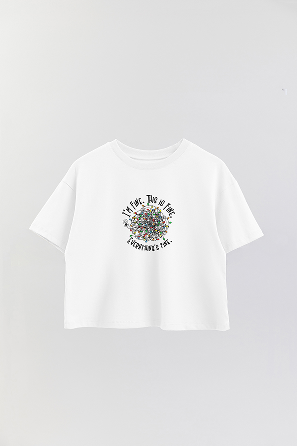 REMERA CROP ESTAMPADA XMAS BULB I'M FINE