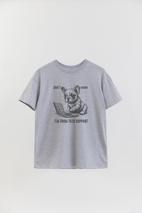 REMERA OVER ESTAMPADA DOG DON'T WORRY I'M FROM TECH SUPPORT