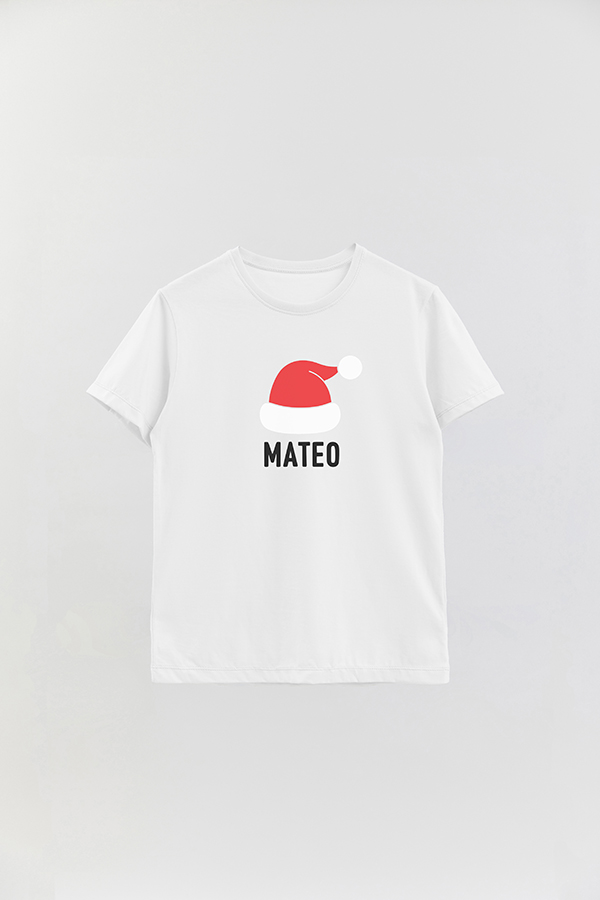 REMERA BASICA ESTAMPADA CHRISTMAS HAT TU NOMBRE AQUI