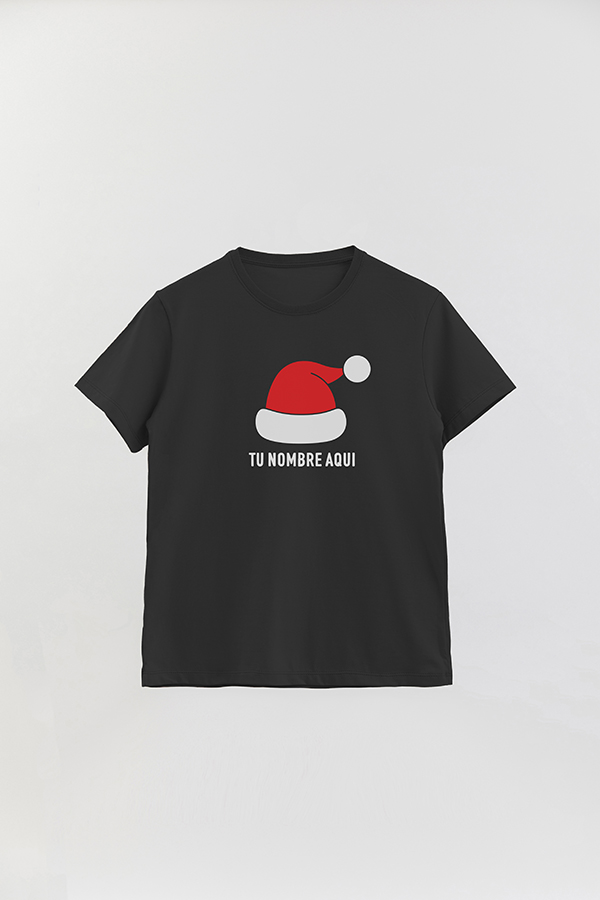 REMERA BASICA ESTAMPADA CHRISTMAS HAT TU NOMBRE AQUI