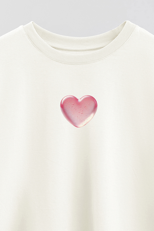 REMERA CROP ESTAMPADA PINK HEART LOVE SPELL