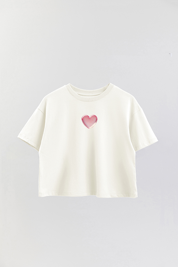 REMERA CROP ESTAMPADA PINK HEART LOVE SPELL
