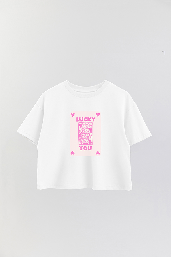 REMERA CROP ESTAMPADA PINK AS LUCKY YOU