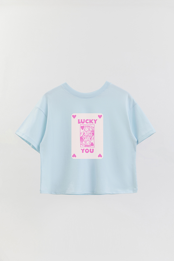 REMERA CROP ESTAMPADA PINK AS LUCKY YOU