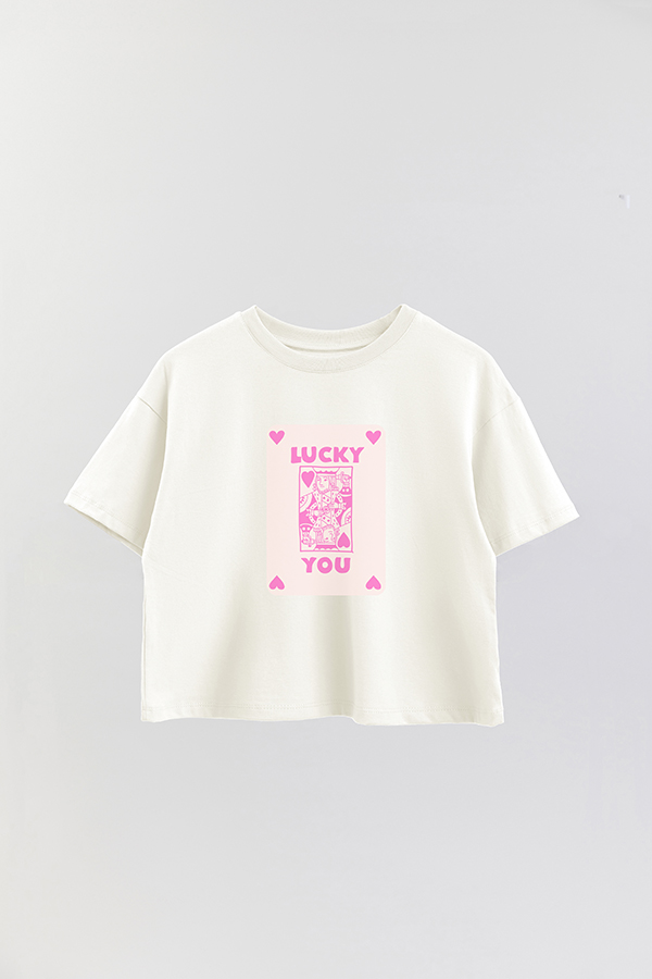 REMERA CROP ESTAMPADA PINK AS LUCKY YOU
