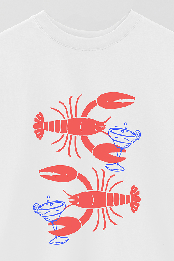 REMERA OVER ESTAMPADA LOBSTERS AND MARTINI