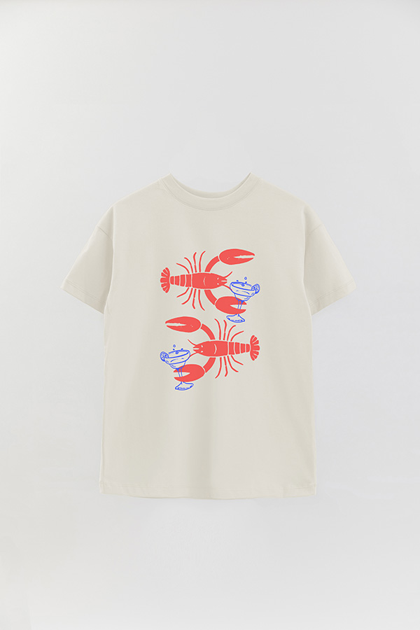 REMERA OVER ESTAMPADA LOBSTERS AND MARTINI