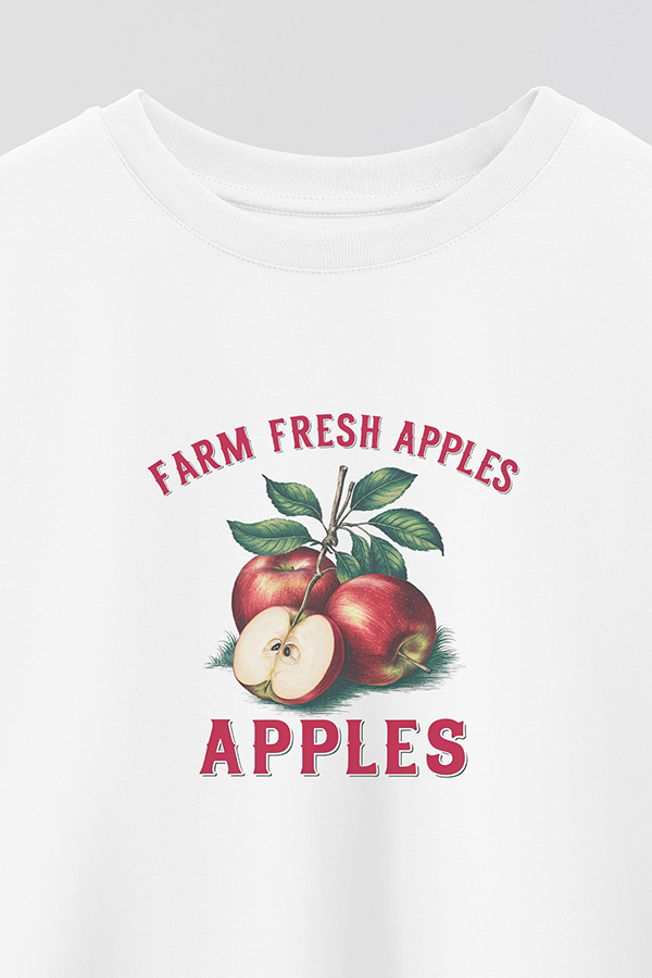 REMERA CROP ESTAMPADA HARVEST FRESH APPLES