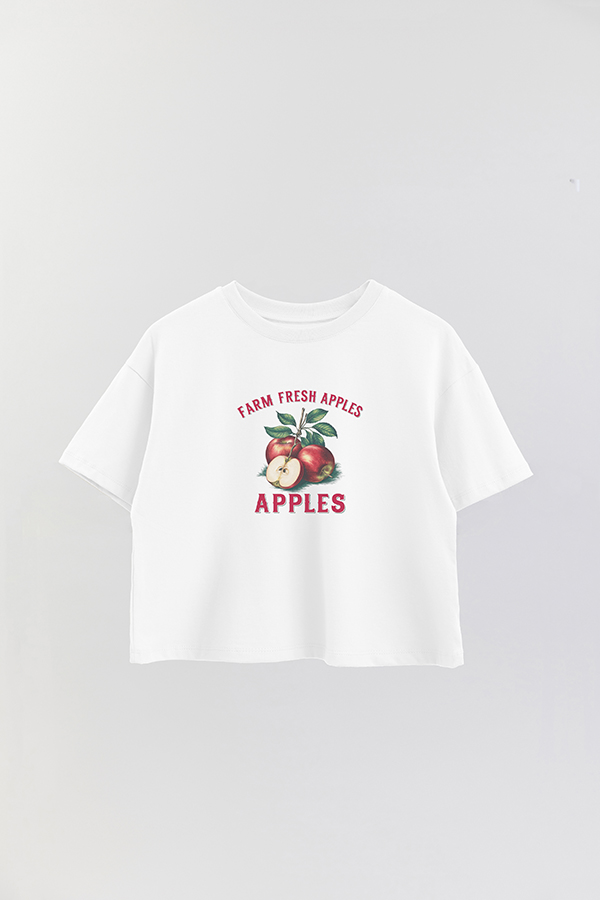REMERA CROP ESTAMPADA HARVEST FRESH APPLES