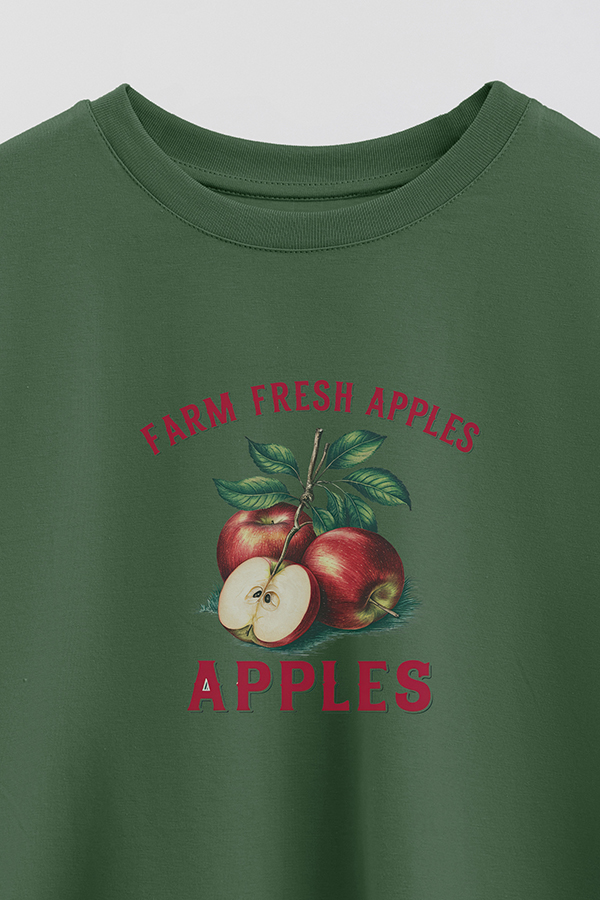 REMERA CROP ESTAMPADA HARVEST FRESH APPLES