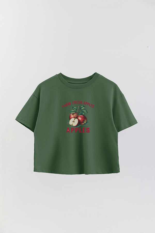 REMERA CROP ESTAMPADA HARVEST FRESH APPLES