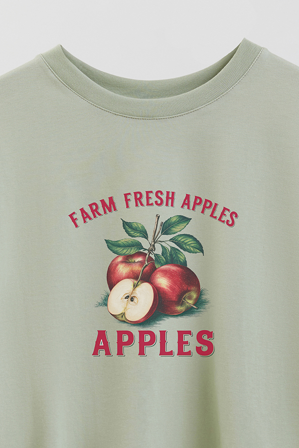 REMERA CROP ESTAMPADA HARVEST FRESH APPLES