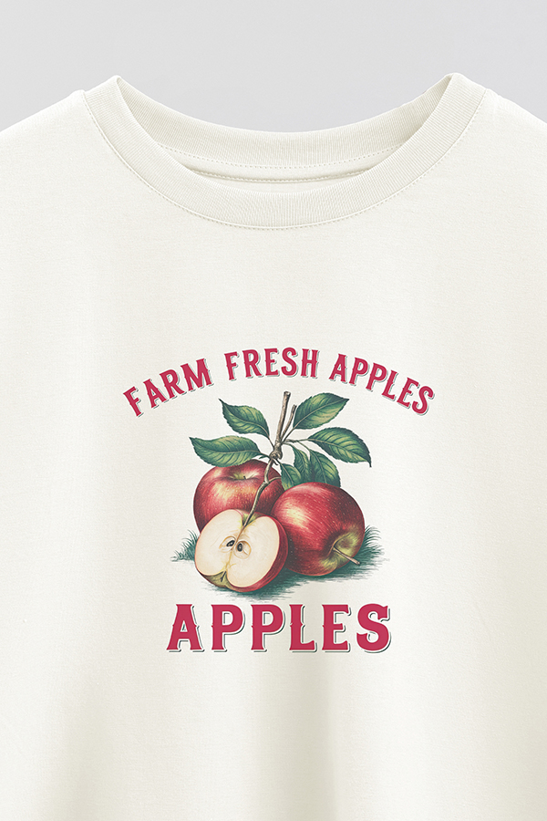 REMERA CROP ESTAMPADA HARVEST FRESH APPLES