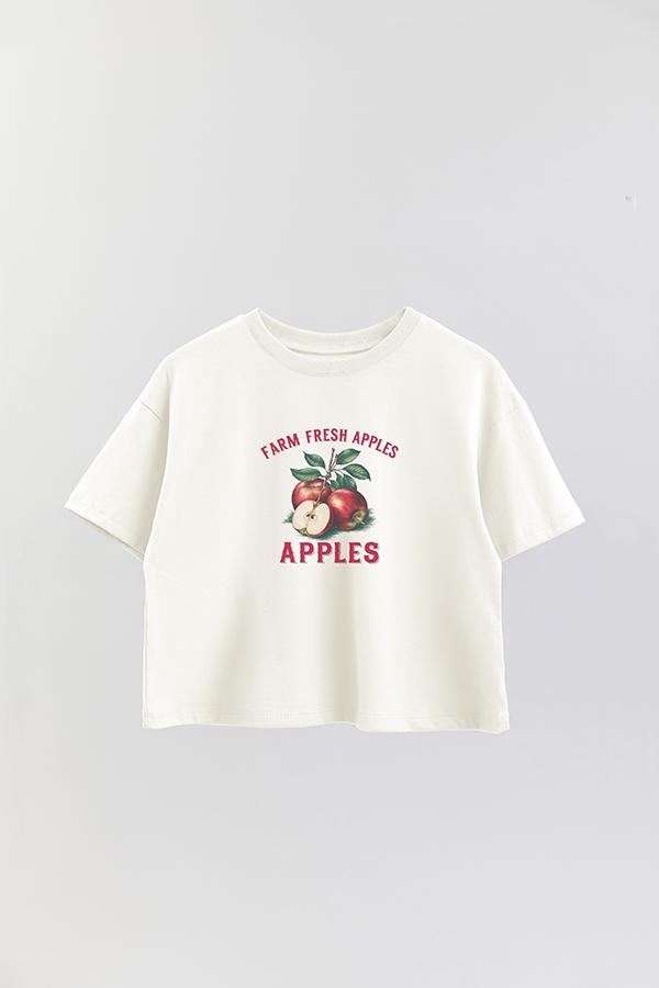 REMERA CROP ESTAMPADA HARVEST FRESH APPLES