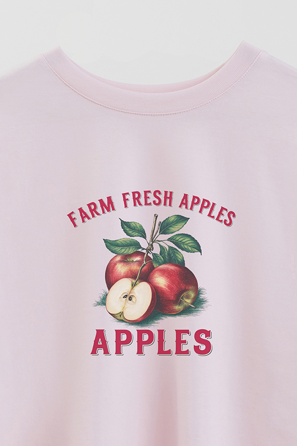 REMERA CROP ESTAMPADA HARVEST FRESH APPLES