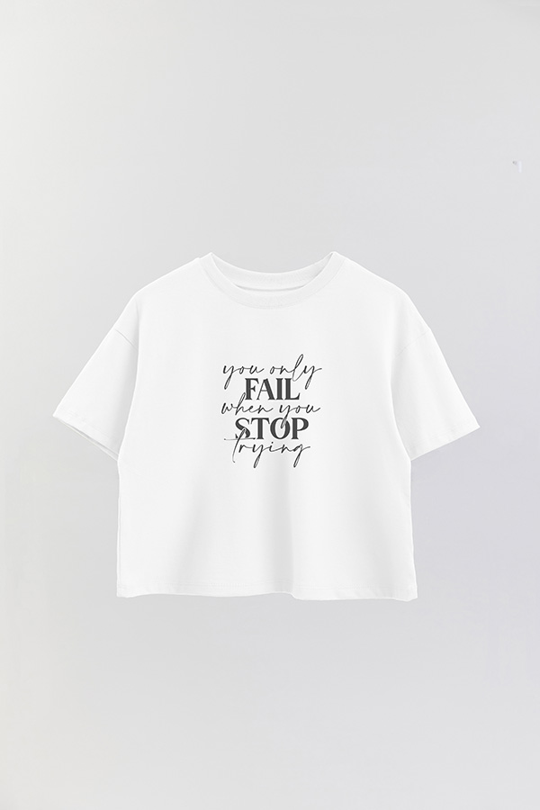 REMERA CROP ESTAMPADA ML YOU ONLY FAIL WHEN
