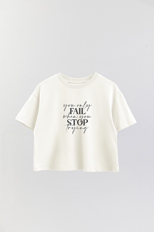 REMERA CROP ESTAMPADA ML YOU ONLY FAIL WHEN