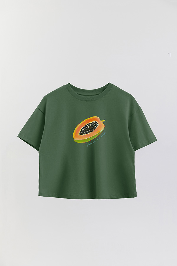 REMERA CROP ESTAMPADA COASTAL PAPAYA MORNINGS