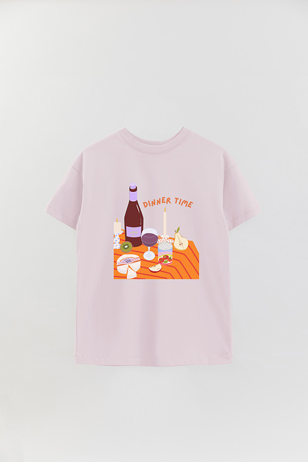 REMERA OVER ESTAMPADA DINNER TIME
