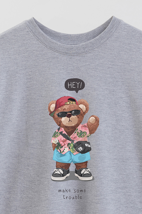 REMERA OVER ESTAMPADA UNISEX TEDDY MAKE SOME TROUBLE
