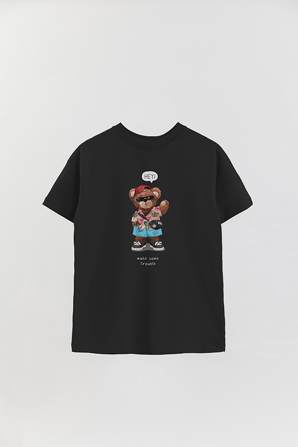 REMERA OVER ESTAMPADA UNISEX TEDDY MAKE SOME TROUBLE