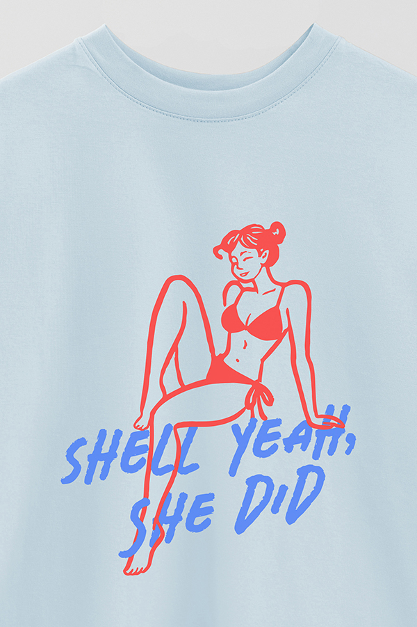 REMERA OVER ESTAMPADA SHELL YEAH, SHE DID