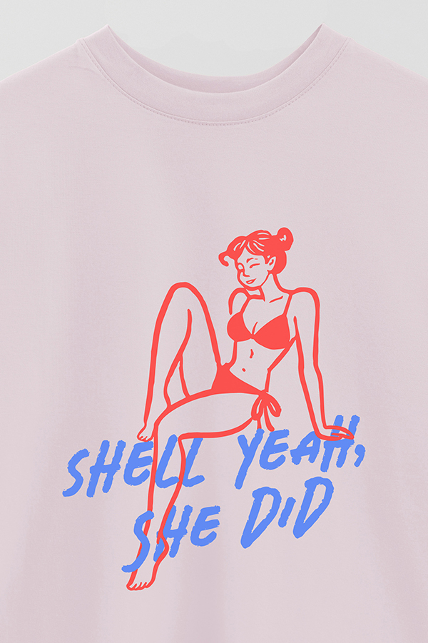REMERA OVER ESTAMPADA SHELL YEAH, SHE DID