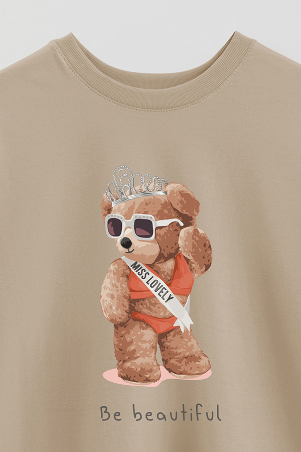 REMERA OVER ESTAMPADA UNISEX TEDDY BE BEAUTIFUL