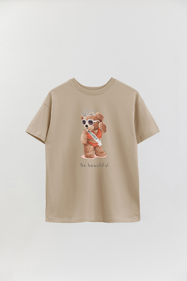 REMERA OVER ESTAMPADA UNISEX TEDDY BE BEAUTIFUL
