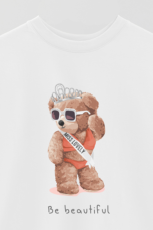 REMERA OVER ESTAMPADA UNISEX TEDDY BE BEAUTIFUL