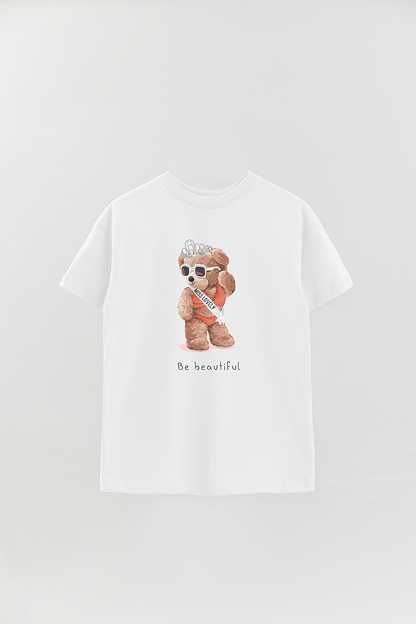 REMERA OVER ESTAMPADA UNISEX TEDDY BE BEAUTIFUL