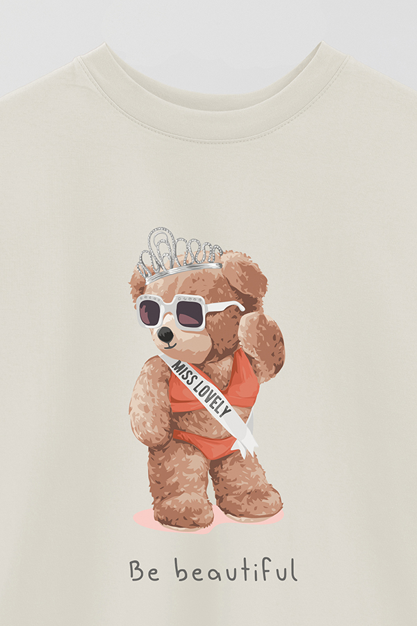 REMERA OVER ESTAMPADA UNISEX TEDDY BE BEAUTIFUL