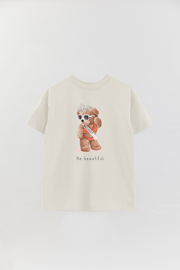 REMERA OVER ESTAMPADA UNISEX TEDDY BE BEAUTIFUL