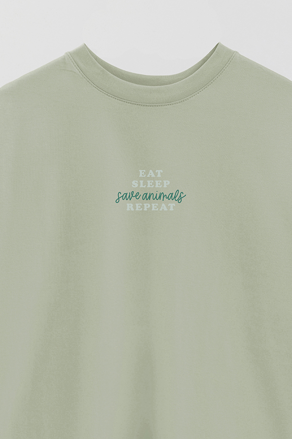 REMERA OVER ESTAMPADA VEGAN SAVE ANIMALS