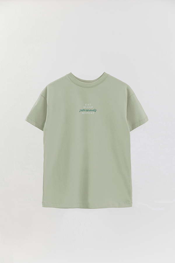 REMERA OVER ESTAMPADA VEGAN SAVE ANIMALS