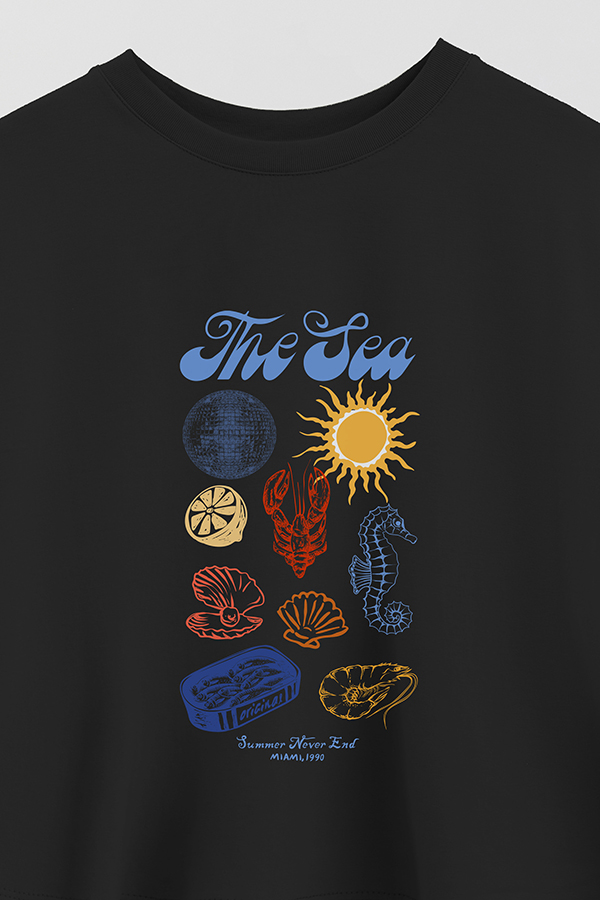 REMERA CROP ESTAMPADA SUMMER THE SEA