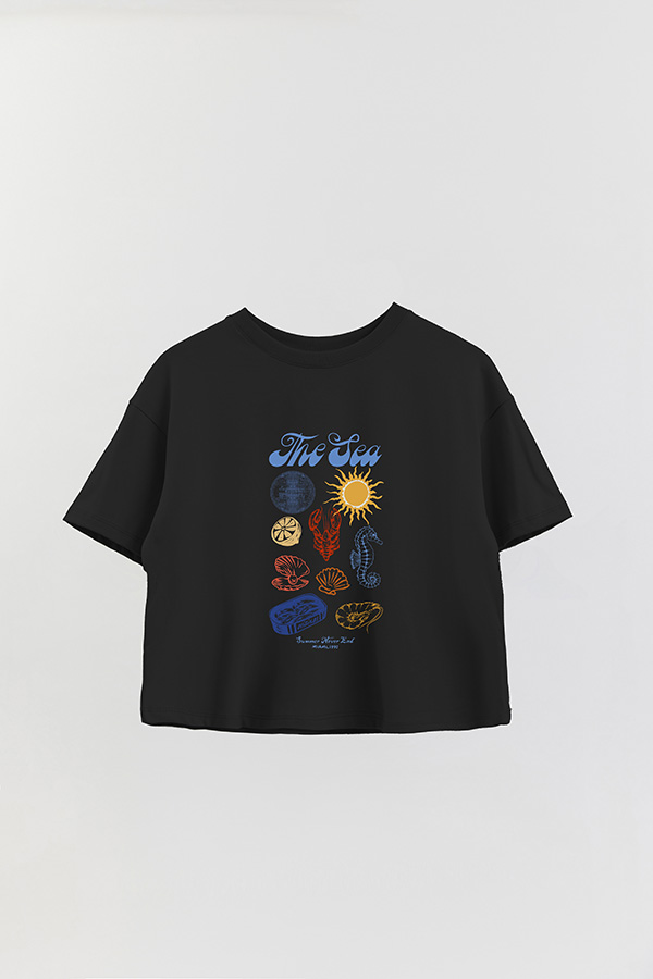 REMERA CROP ESTAMPADA SUMMER THE SEA