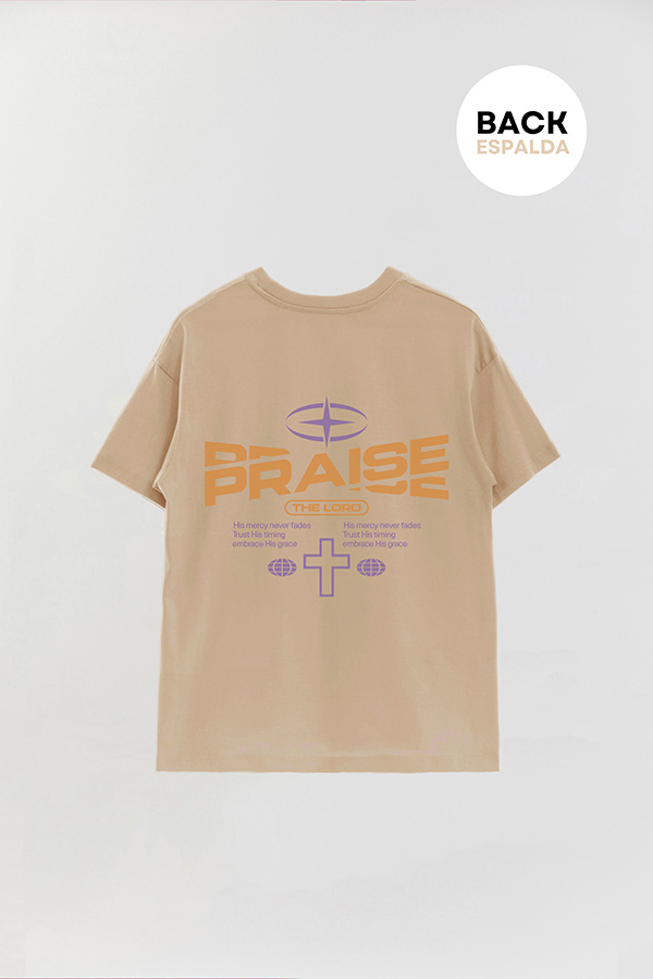 REMERA OVER ESTAMPADA UNISEX ESPALDA PRAISE THE LORD