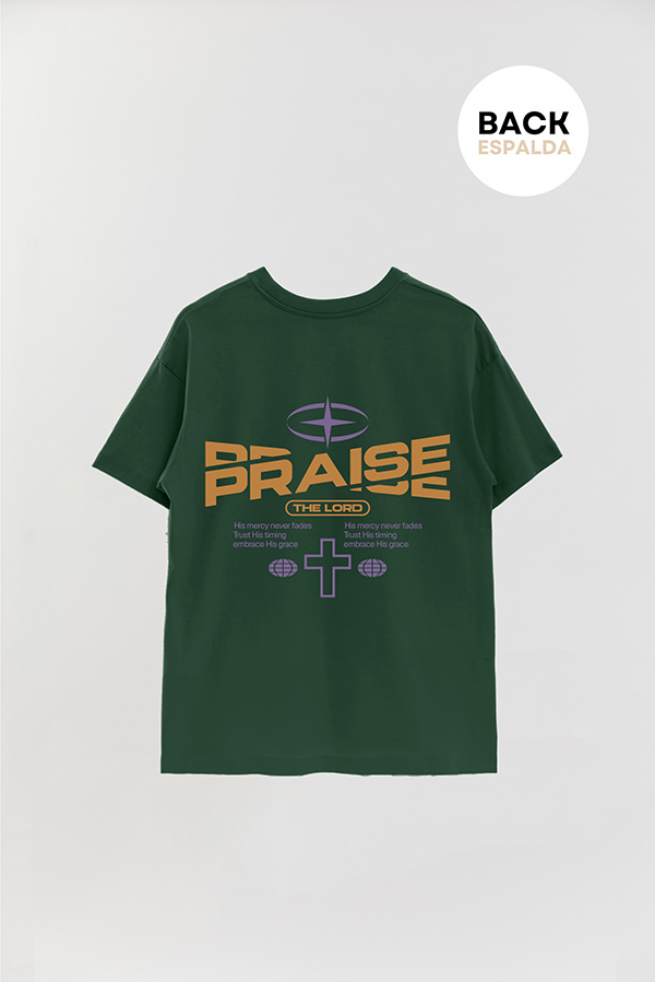 REMERA OVER ESTAMPADA UNISEX ESPALDA PRAISE THE LORD